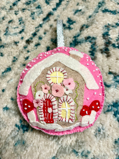 Candycane Cottage Ornament