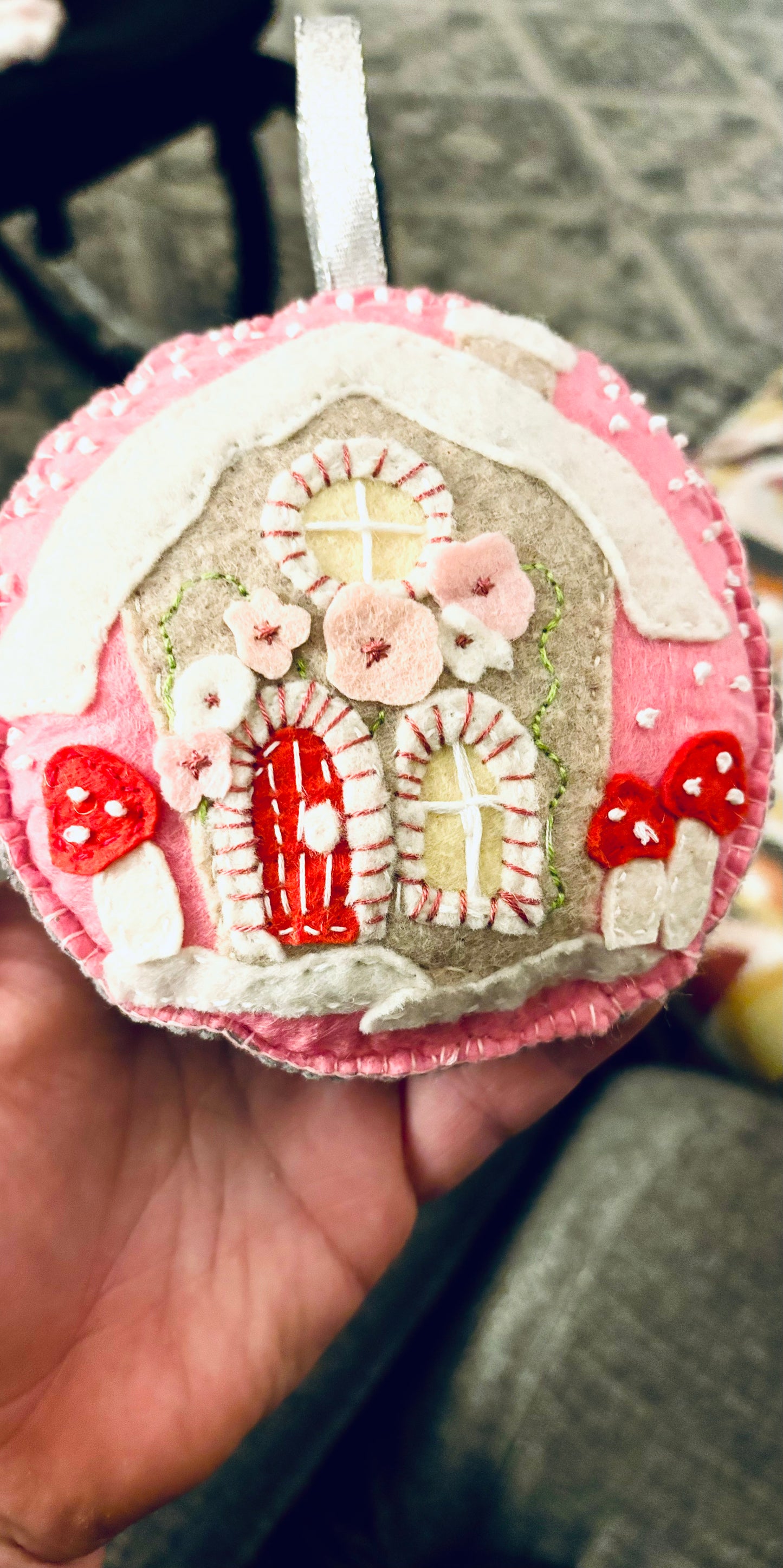 Candycane Cottage Ornament