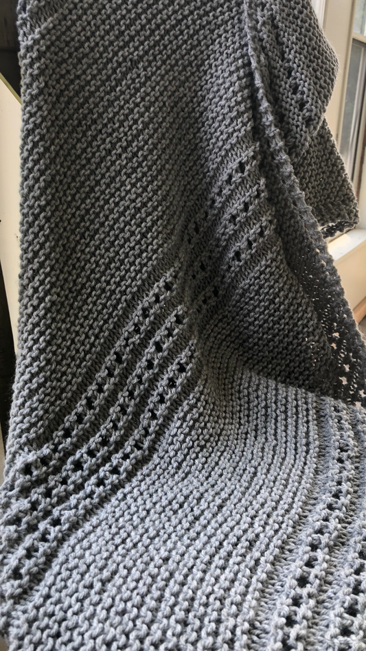 Hand knit Eyelet Throw Blanket