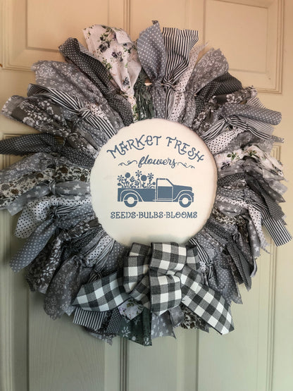 Country Flower Rag Wreath